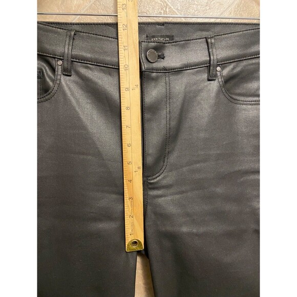 Ann Taylor Pants Women's 14 Black Cotton Blend Stretch Faux Leather Style - Picture 9 of 10